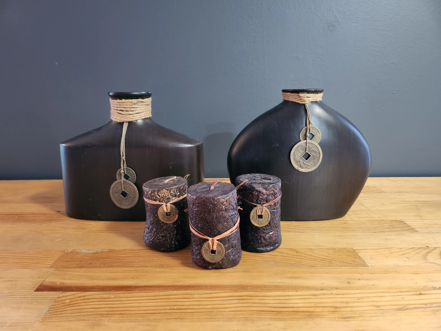 Asian-Inspired Vase and Candle Decor Set