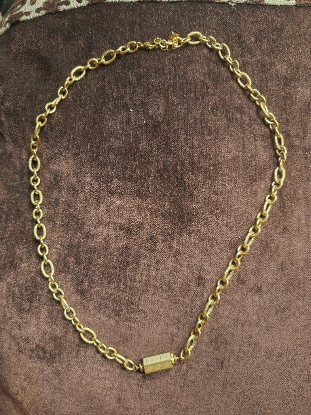 Gold-Tone Chain Necklace with Happy Pendant