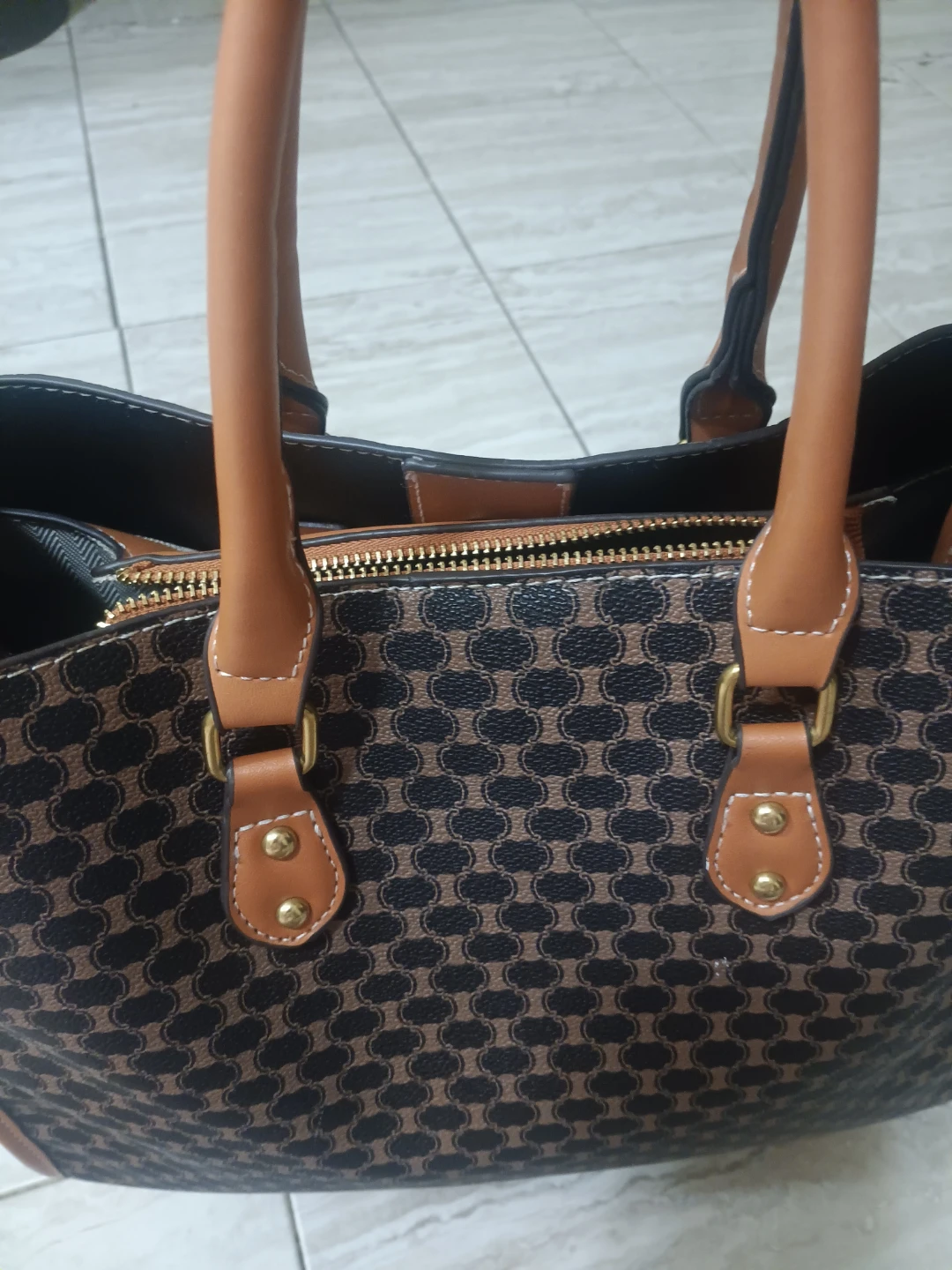 Tan and Black Pattern Tote Bag - photo 4