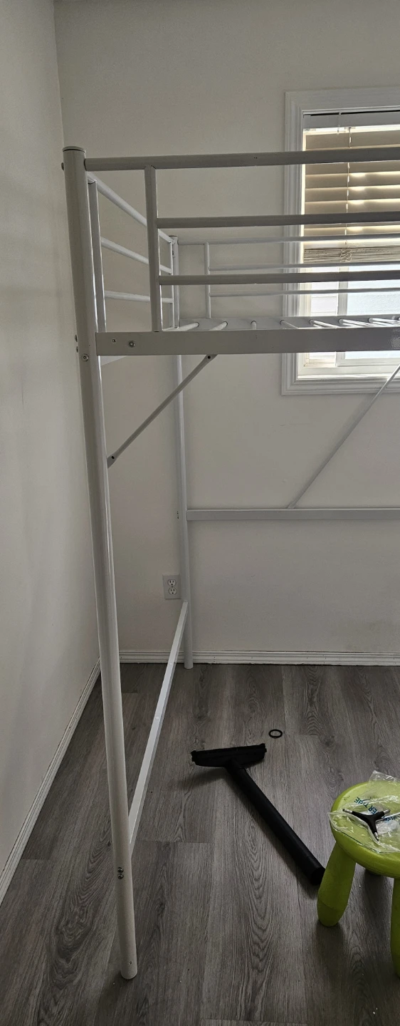 White Metal Twin Loft Bed Frame - photo 5
