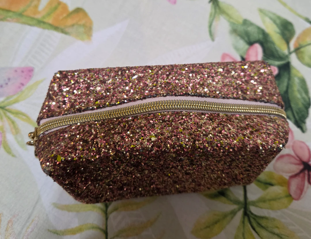 Bath & Body Works glitter cosmetic bag