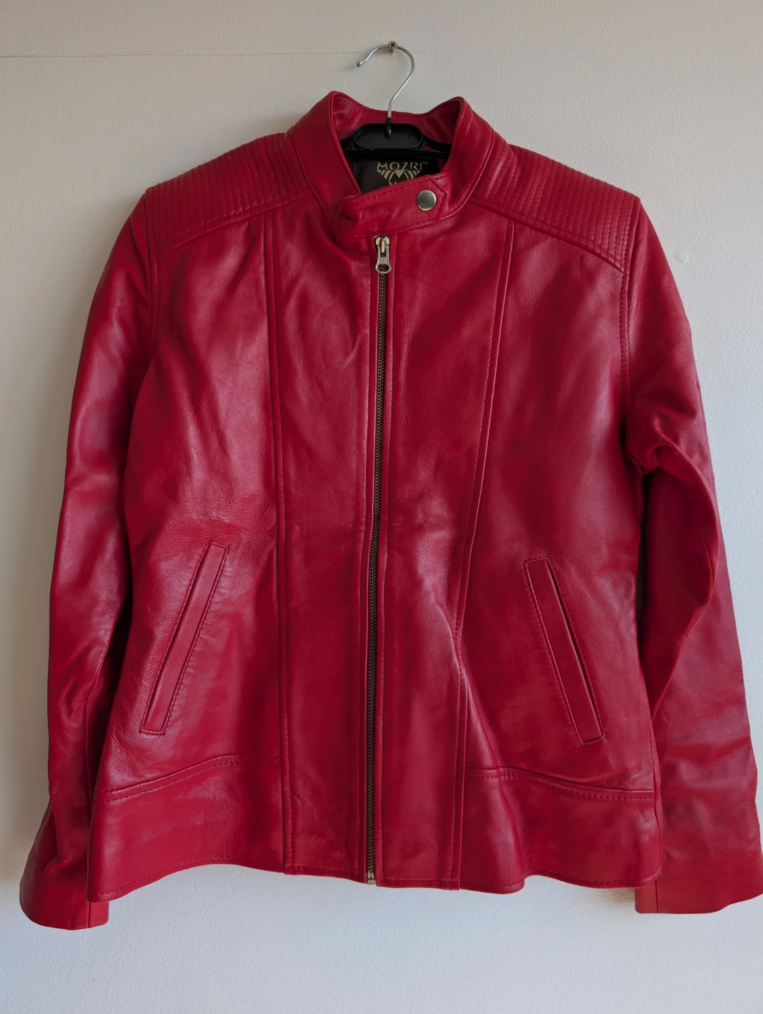 Mozri Red Genuine Leather Jacket women