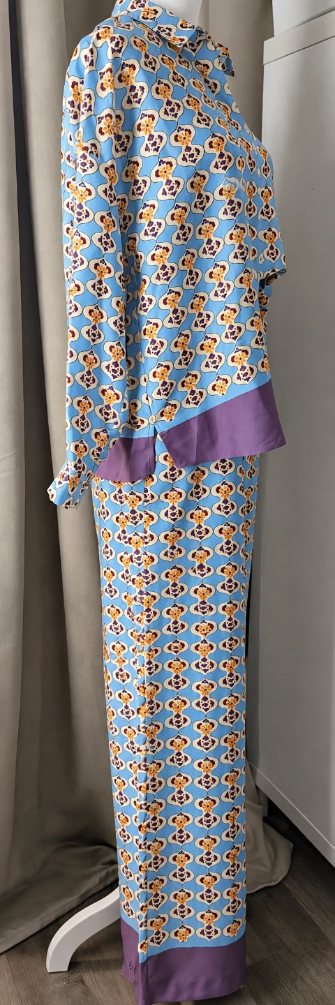 Zara Geometric Print Satin Co-Ord Set – Shirt + Trousers, S - photo 4