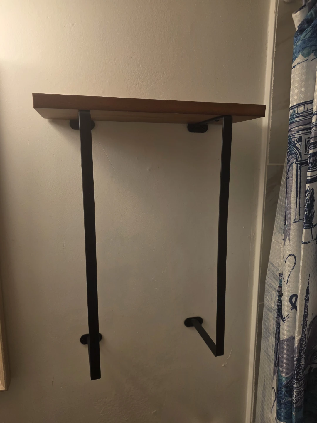 Wall Mounted Wood and Metal Shelf