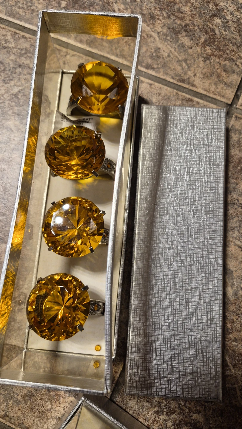 Amber Rhinestone Napkin Rings