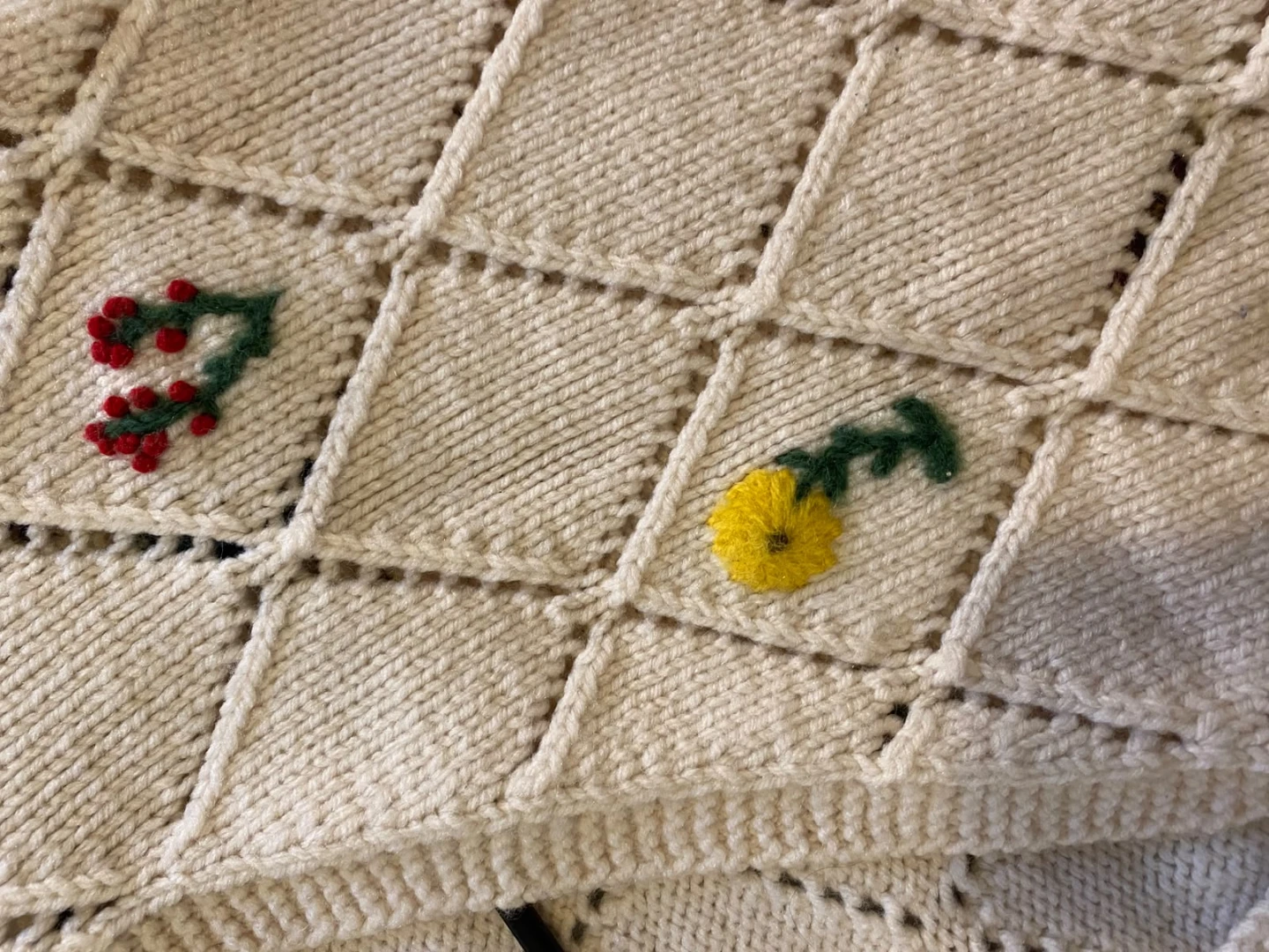 Cream Floral Knit Cardigan - photo 4