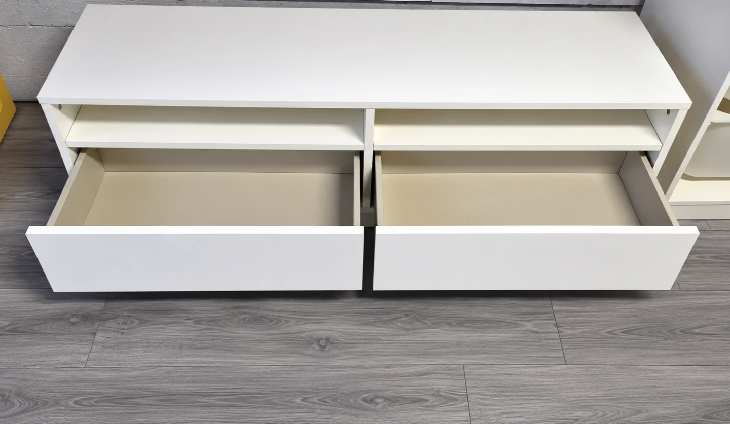 White IKEA TV Bench with Drawers - photo 5