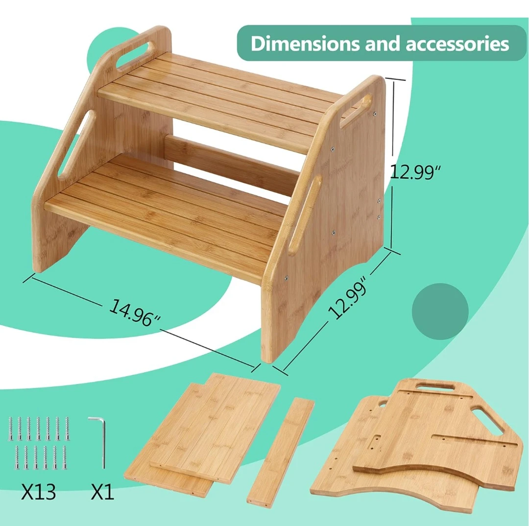 AABIRD Two-Step Bamboo Stool - photo 2