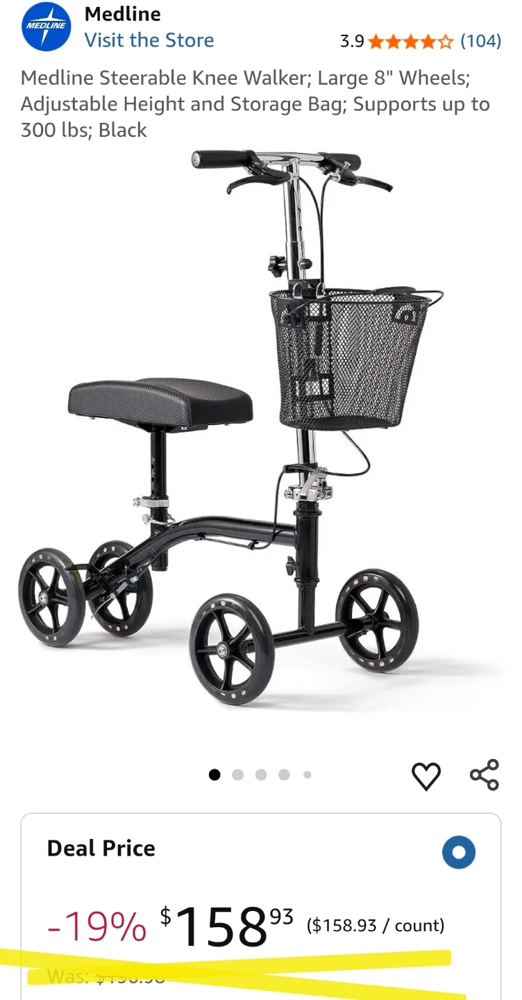 Medline Four Wheeled Knee Walker- NEW - photo 3