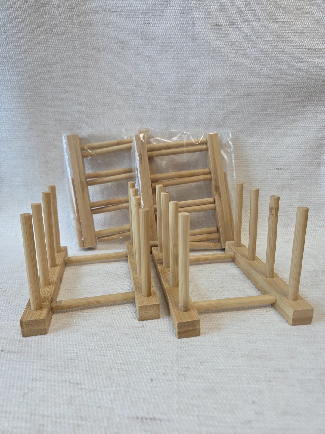 Set of 4 Bamboo Rack Stands with 3 Slots