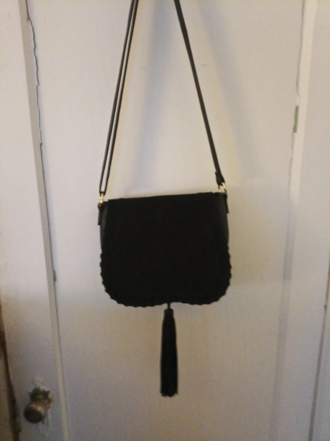 Black Suede Crossbody Bag with Tassel - photo 2