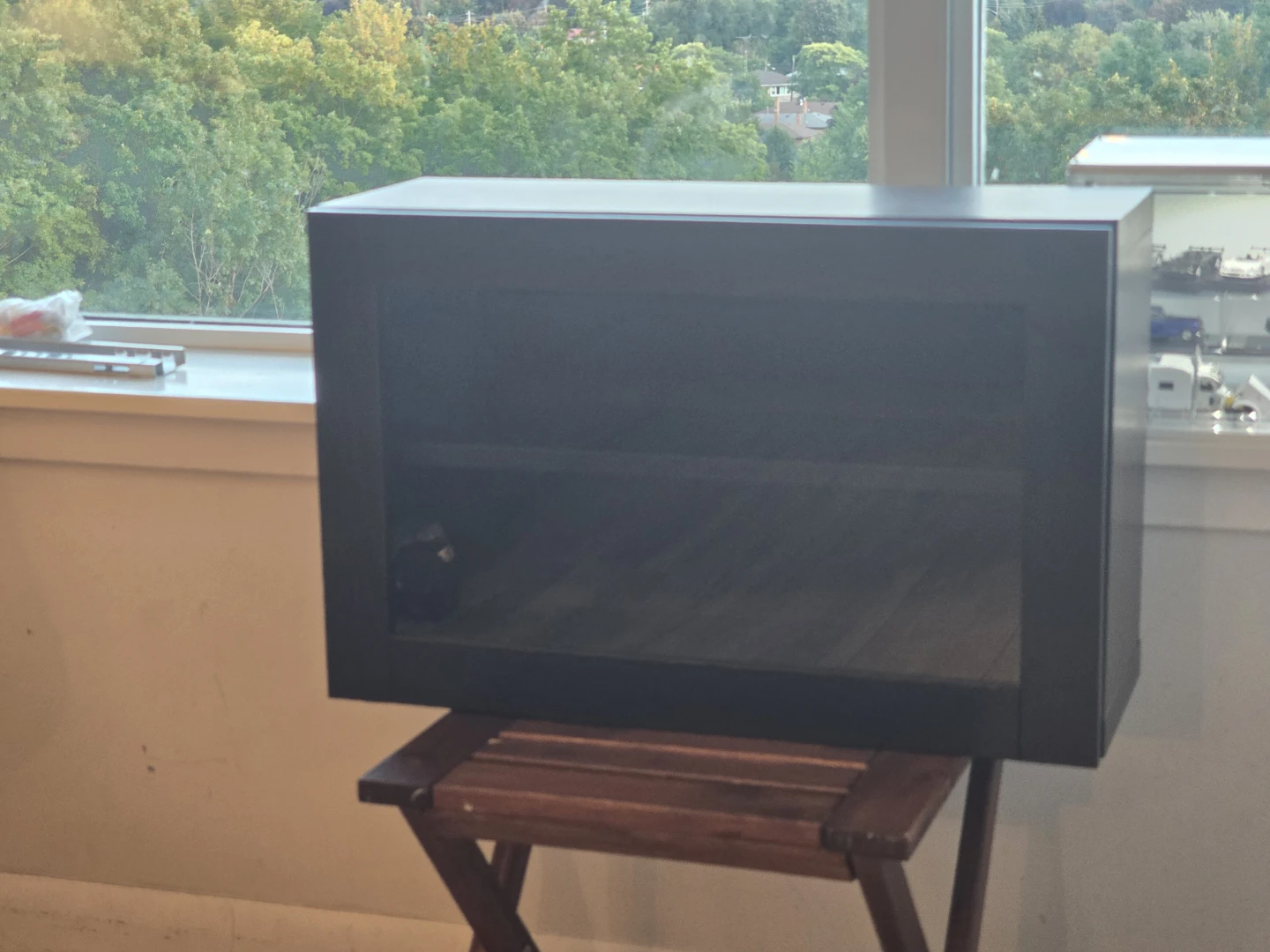 IKEA Black Wall Cabinet with Glass Door