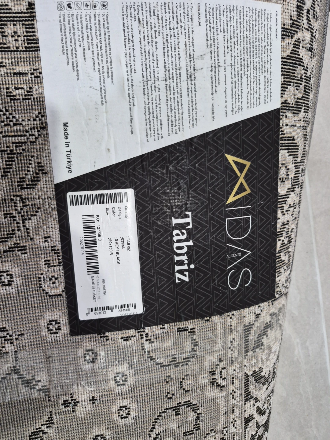 Midas Accents Tabriz Grey and Black Area Rug - photo 2
