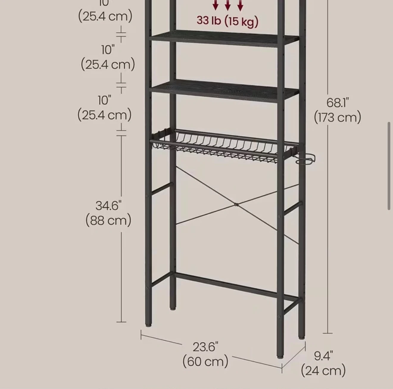 Brand new in box - Over-the-Toilet Bathroom Storage Shelf - photo 2