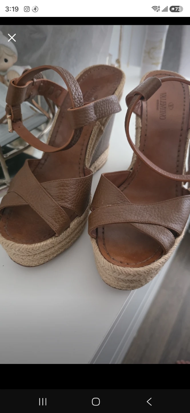 Valentino Garavani Leather Espadrille Wedges