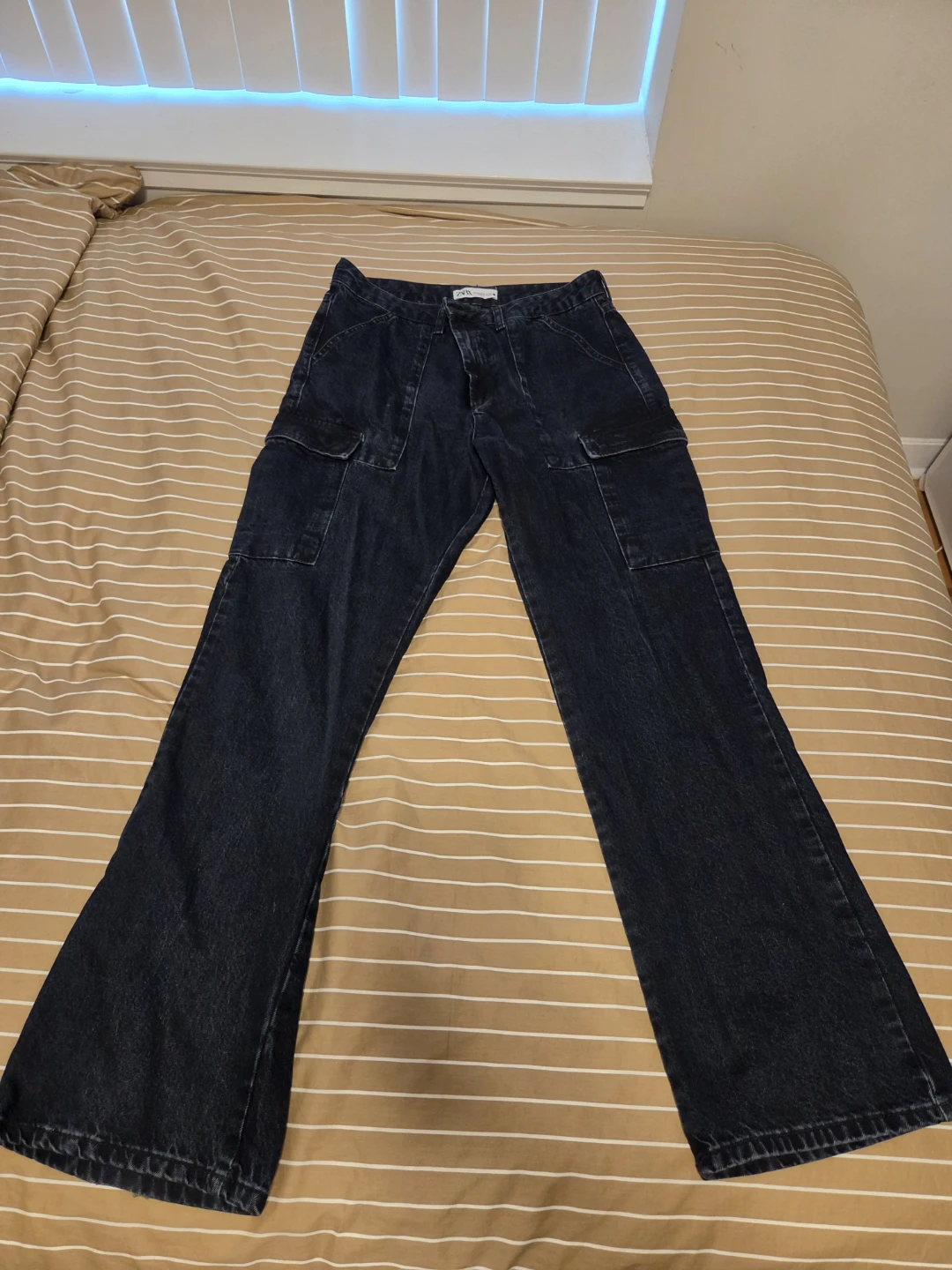 Zara Dark Wash Cargo Jeans