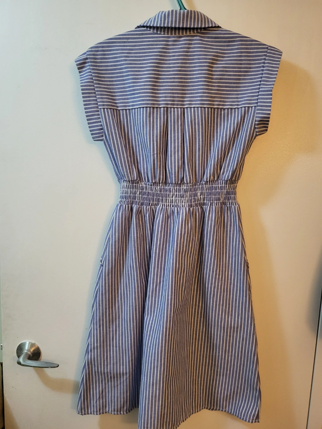 Monteau Los Angeles Blue & White Striped Cotton Dress Shirt, S - photo 3