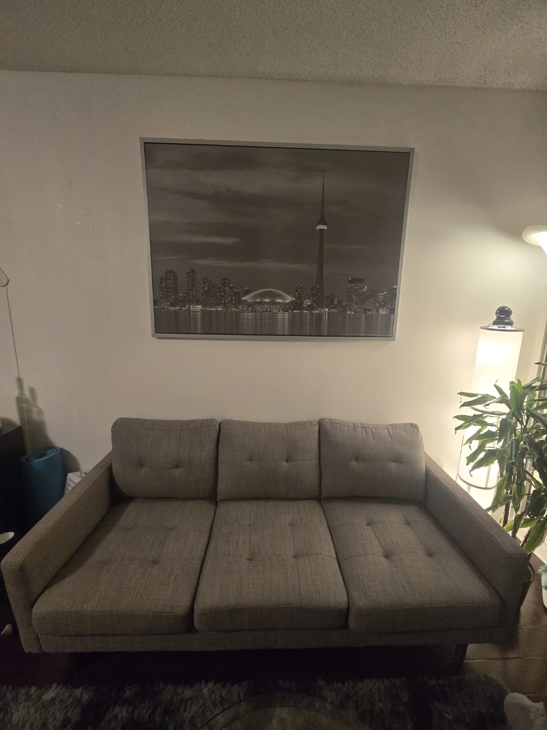 Structube Modern Grey Three-Seater Sofa couch