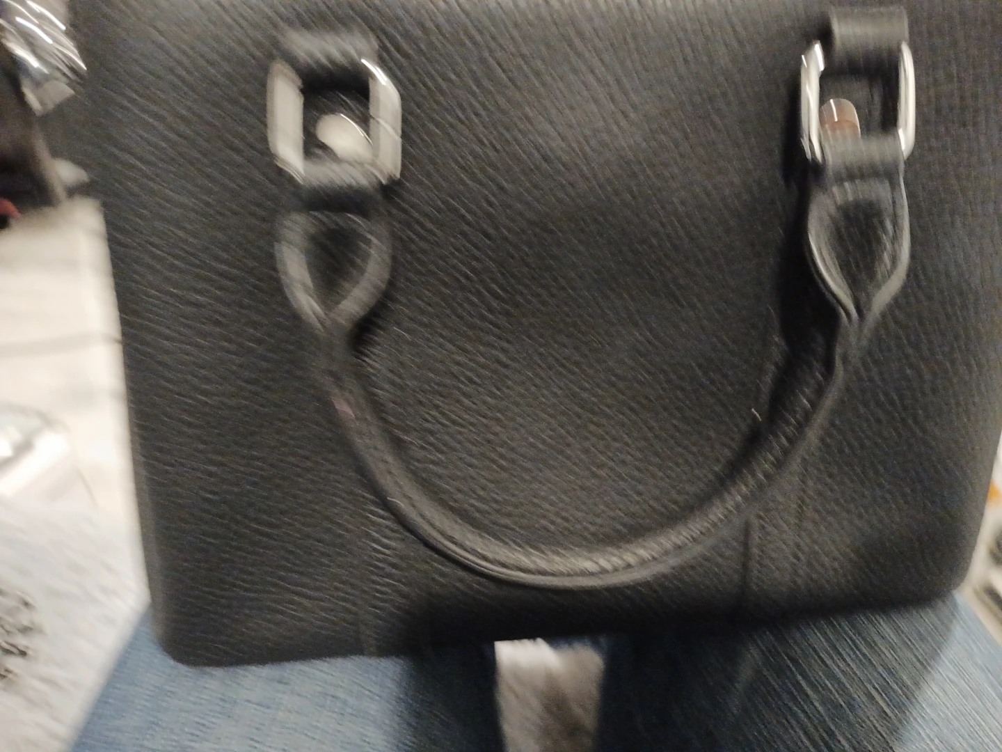 Black structured handbag with padlock detail - photo 3