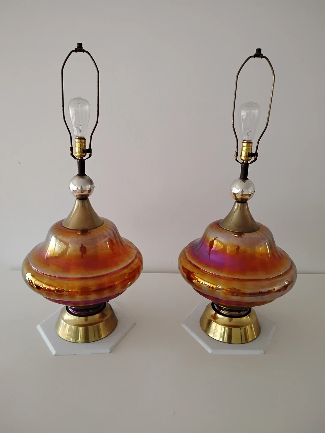 Vintage Carnival Glass  Lamps Set - photo 4
