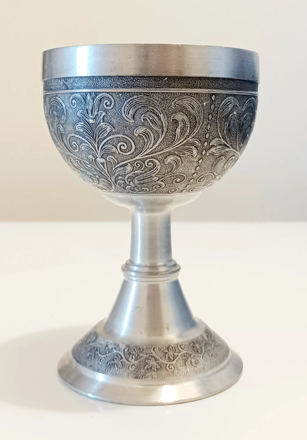 Vtg German Die Neue Linie Pewter Wine Goblets Set