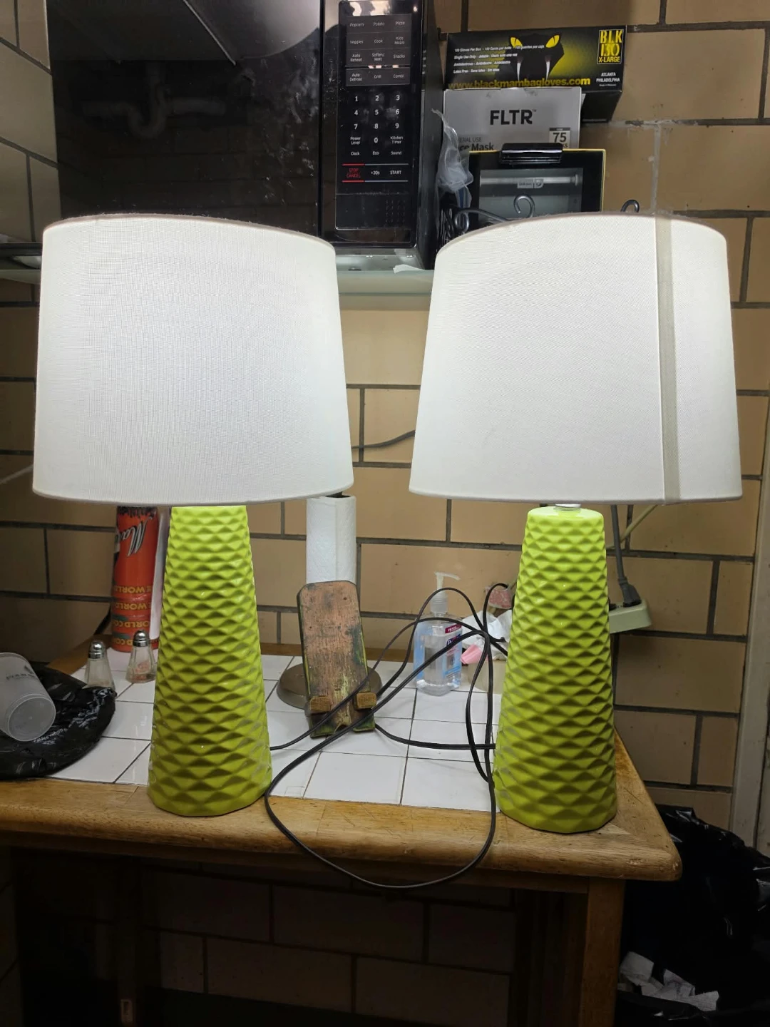 Set of Two Green Ceramic Table Lamps