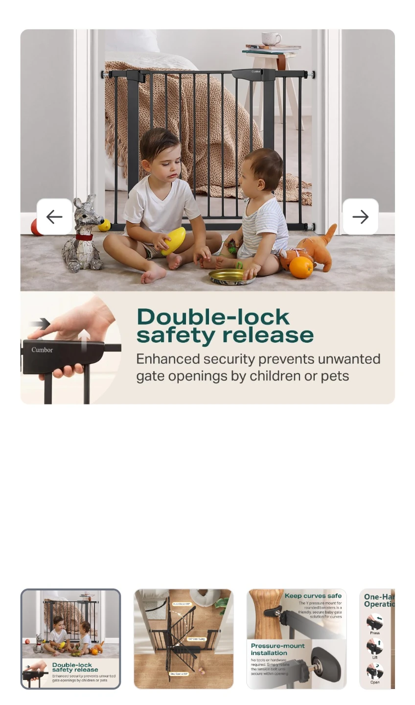 Cumbor 29.7-40.6" Pressure-Mounted Baby Gate - photo 5