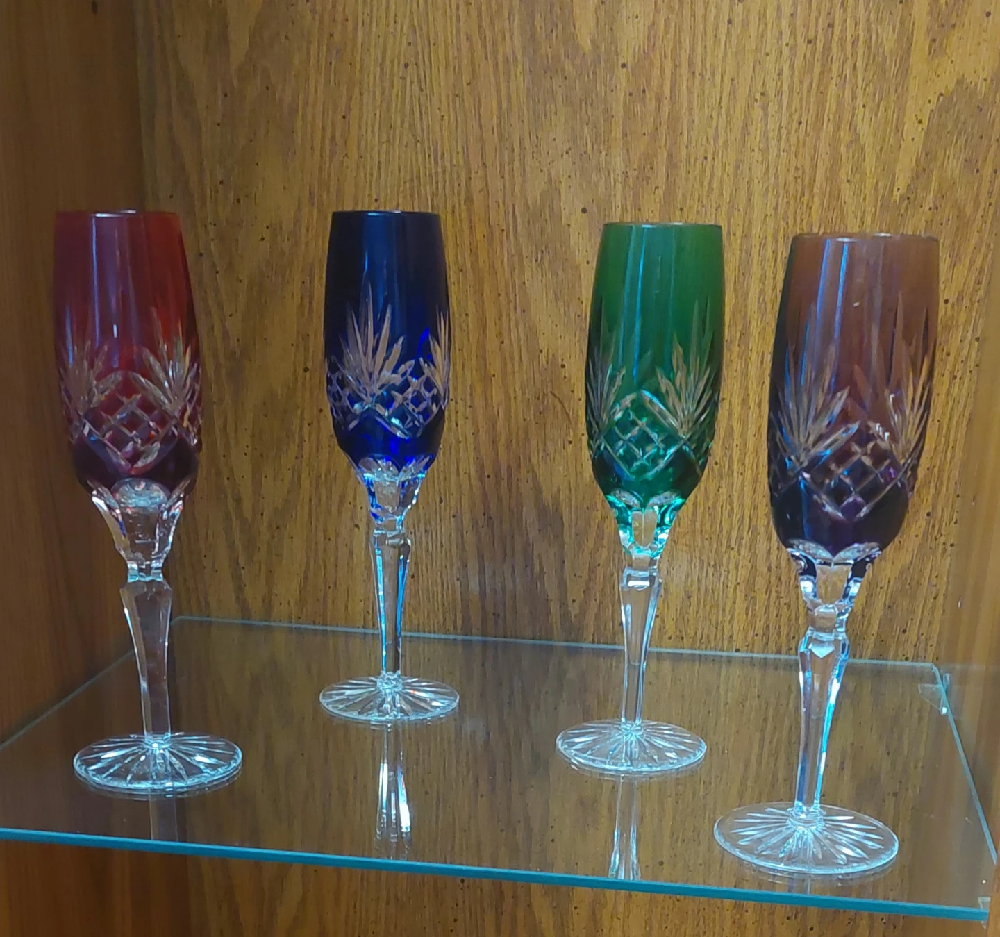 Ajka Caroline  Multi-Colored Crystal Champagne Flutes