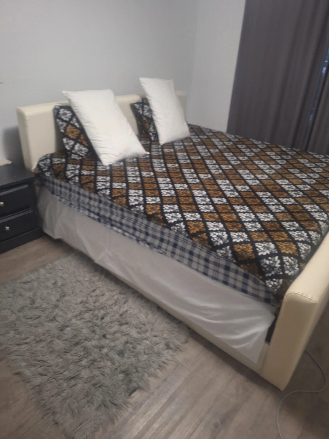 Cream Faux Leather Bed Frame - photo 2