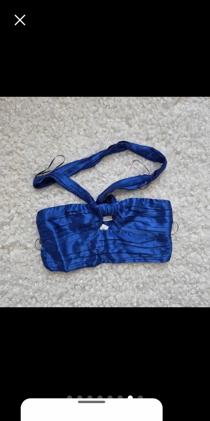 BCBGMAXAZRIA Blue Satin Tube Top