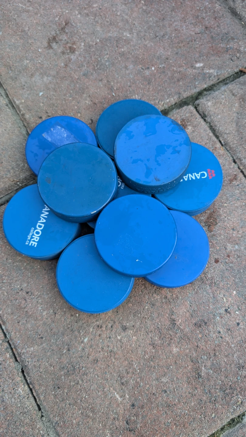 Blue Hockey Pucks