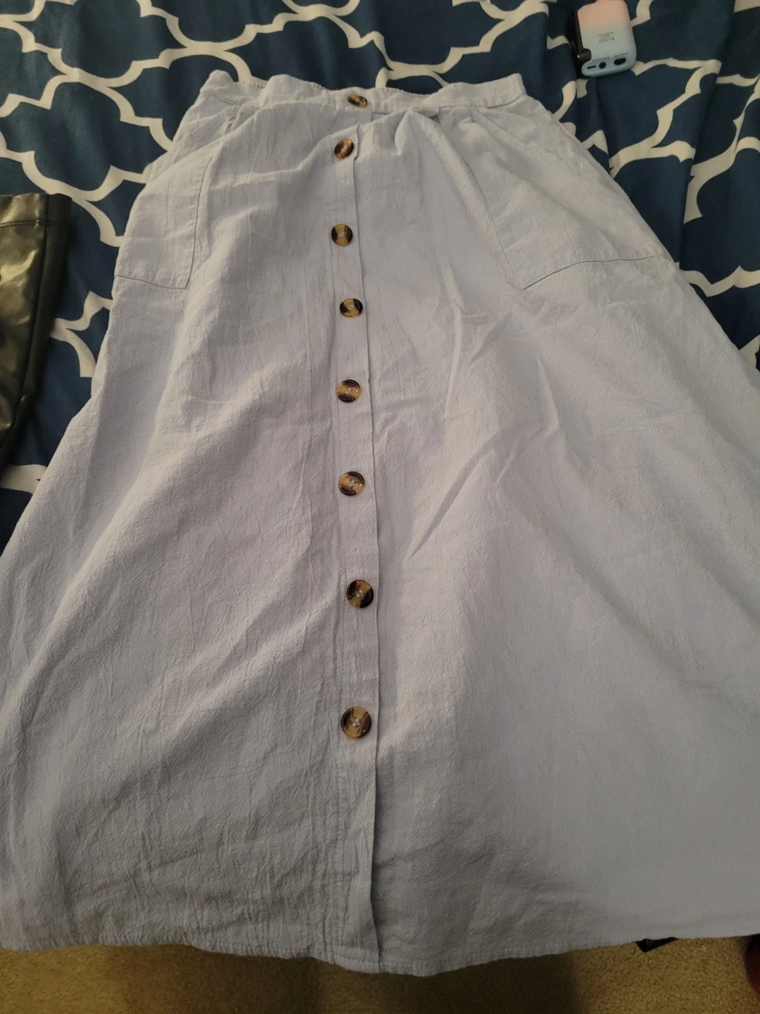 Light Blue Button-Front Midi Skirt - photo 2