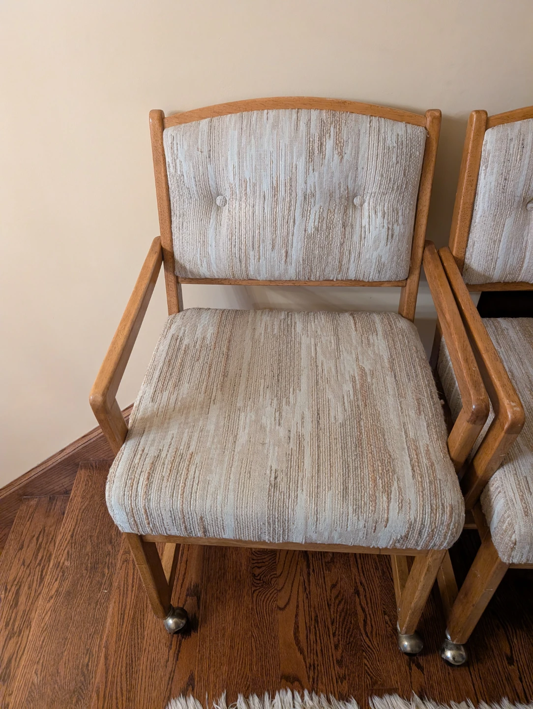 Solid Oak Rolling Arm Chairs Set of 2 - photo 2