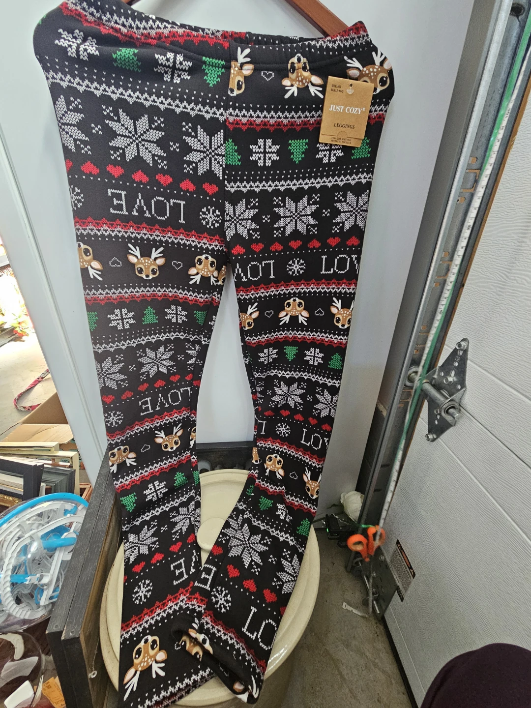 Just Cozy Reindeer Holiday Leggings m/l