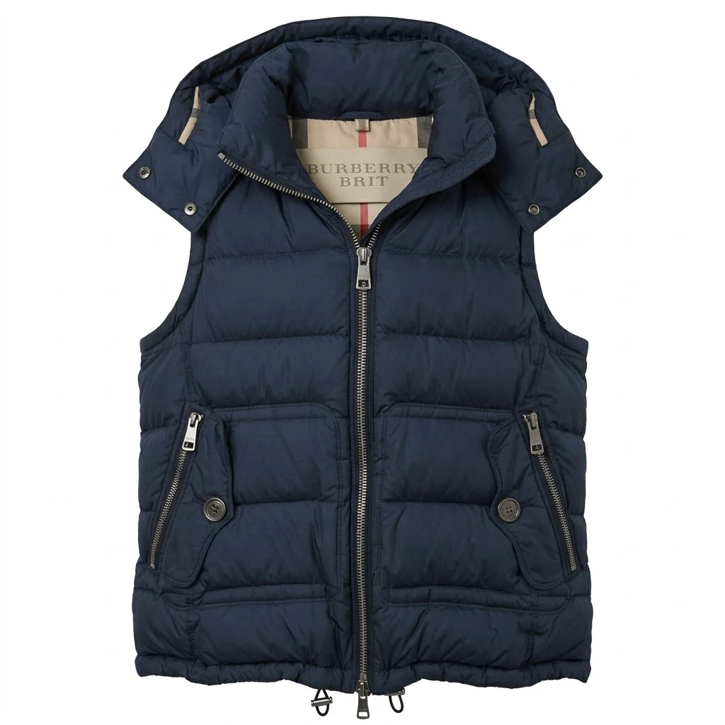 Burberry Brit Goose Down Puffer Vest – Navy Blue (Unisex Small)