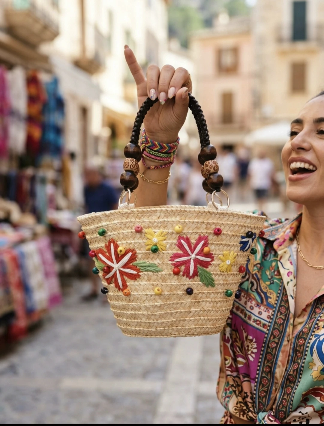 Straw Woven Floral Handbag - photo 2