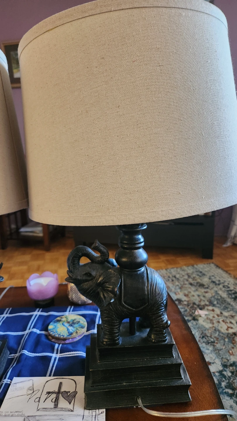 Black elephant table lamp x2