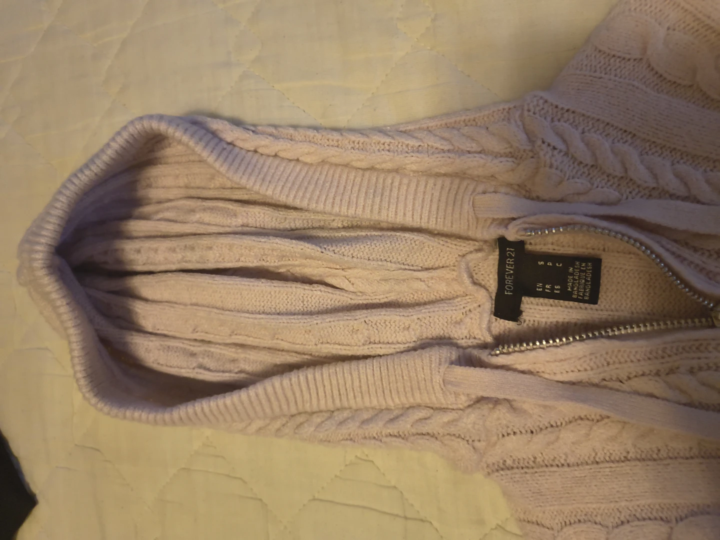 Forever 21 Light Pink Cable Knit Zip Hoodie - photo 2