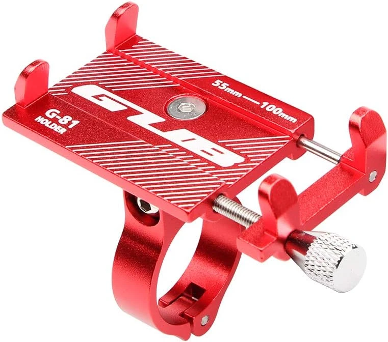 Bicycle Phone Mount Stand 3.5-6.2inch Phone Metal Bike (Red)