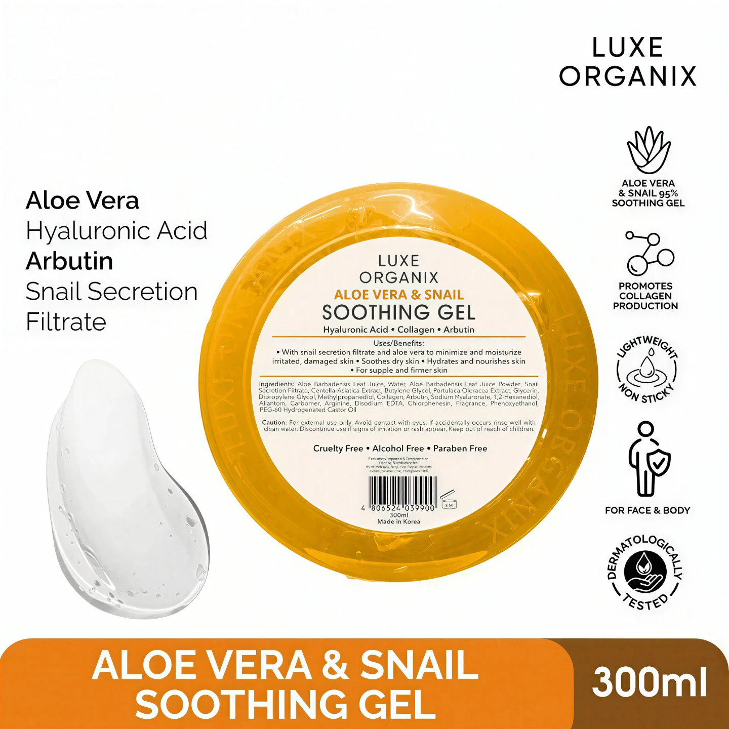 LUXE ORGANIX Snail & Aloe Soothing Gel 300ml - photo 5