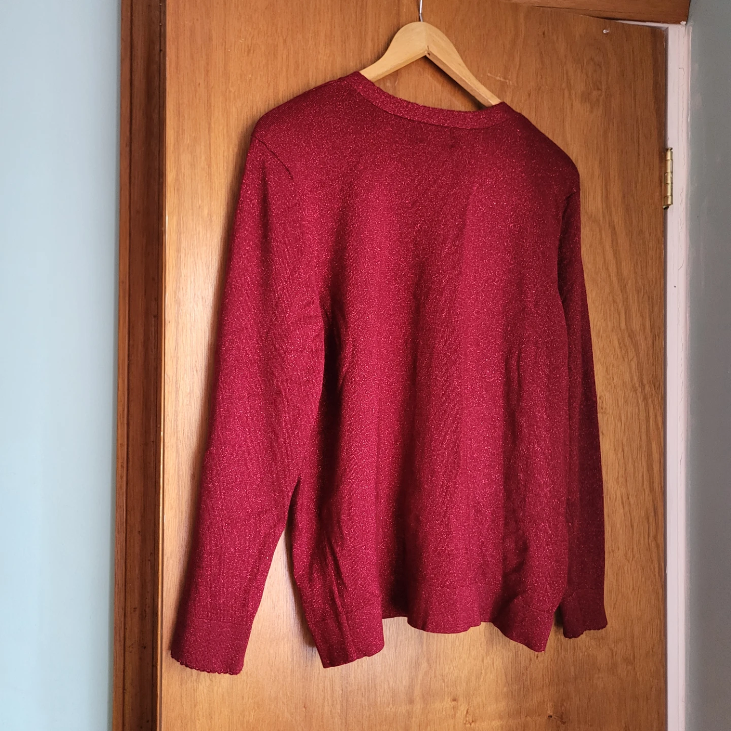 Tradition Red Metallic V-Neck Cardigan - photo 2