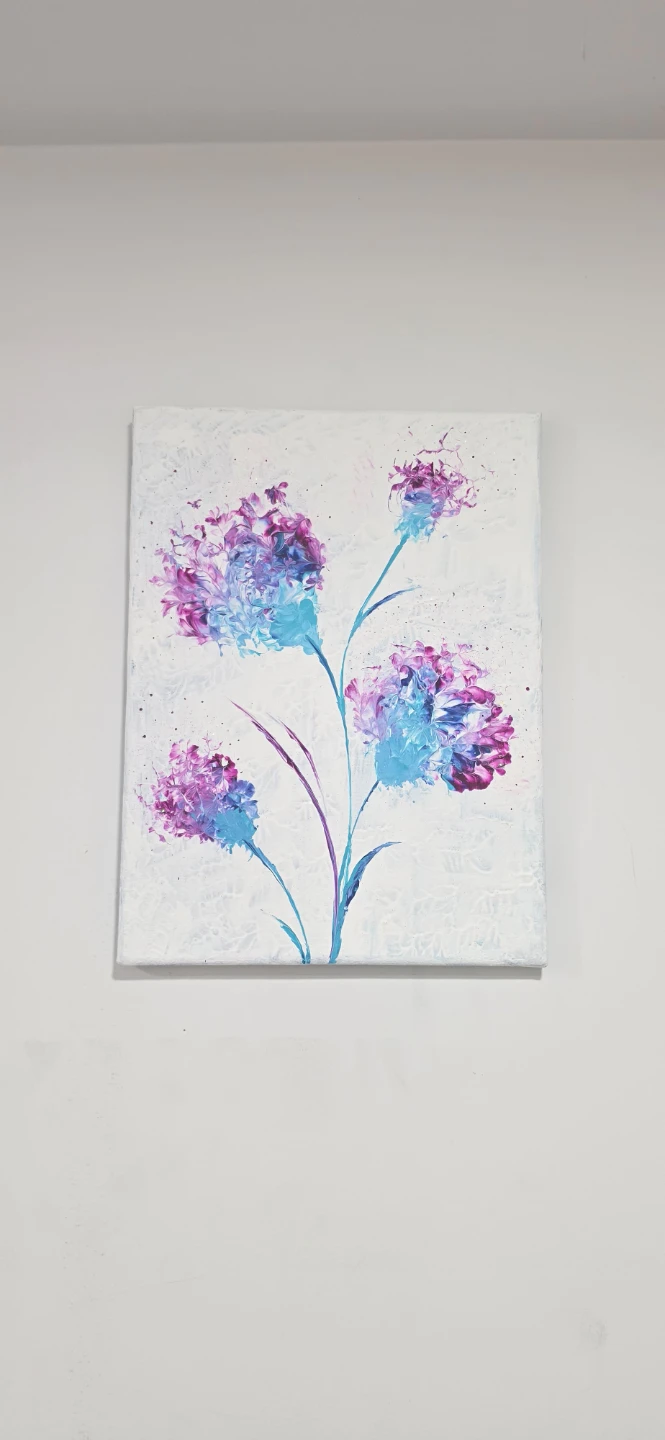 Abstract Floral Acrylic Painting on Canvas - photo 3