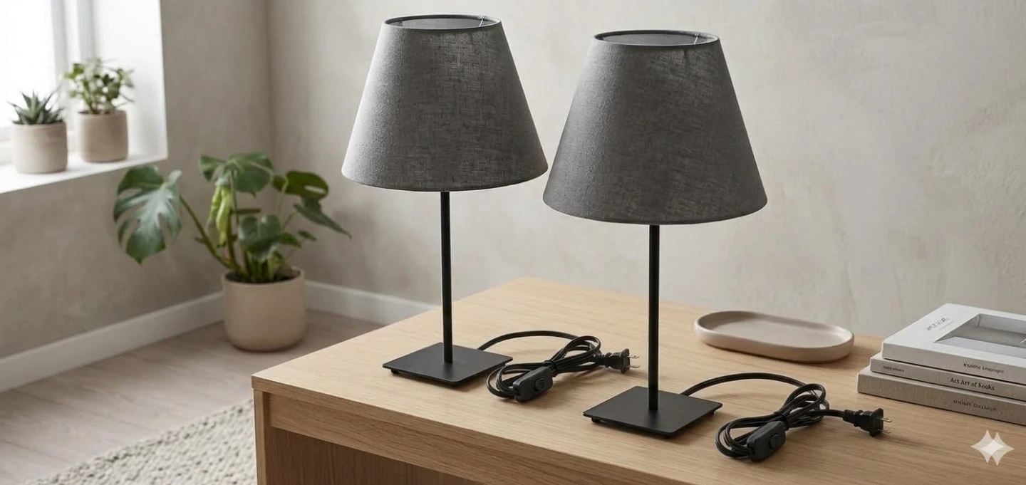 ✴️ Set of Two IKEA Table Lamps, Grey Top - photo 2