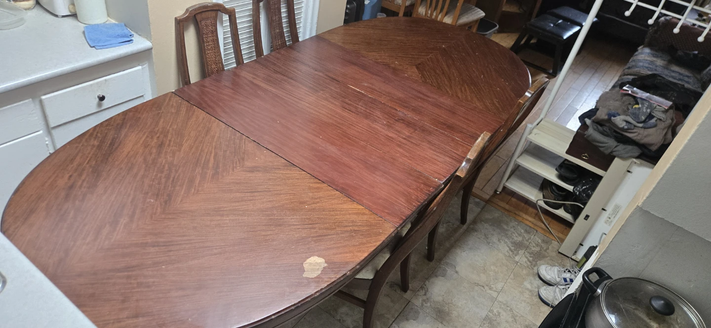 Vintage Solid Wood Dining Table With 3 Partitions And 4 Chairs - photo 5