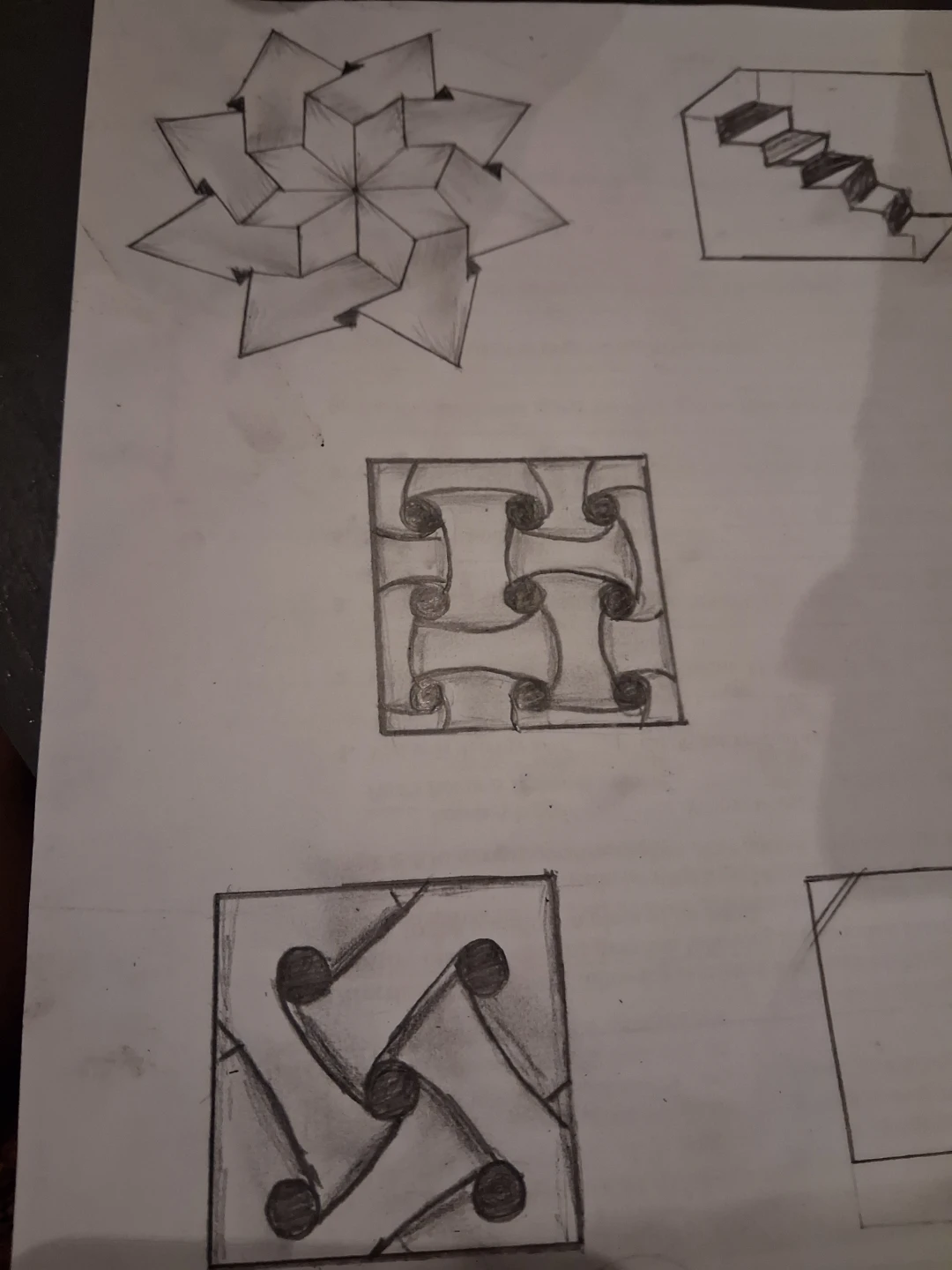 Hand-drawn pencil geometric patterns