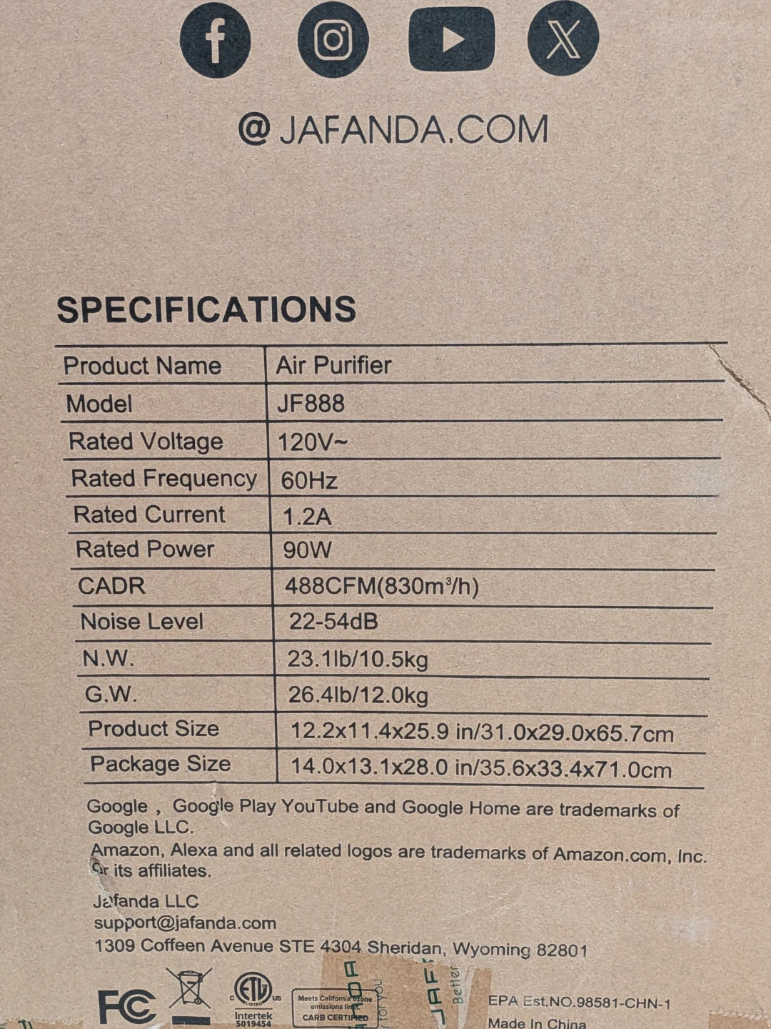 Jafanda JF888 Air Purifier(Brand New Sealed) - photo 5