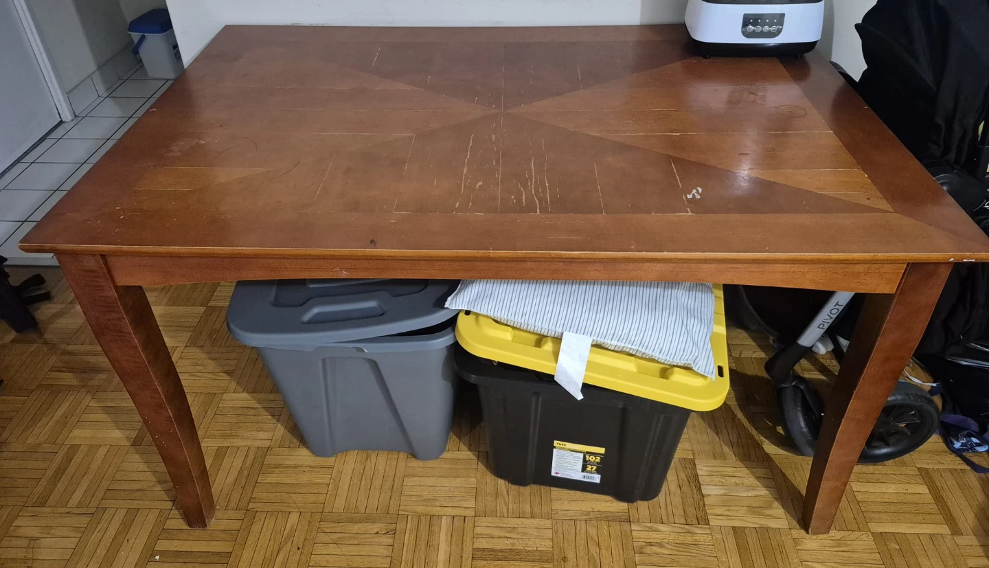 Wooden dining table with 4 chairs