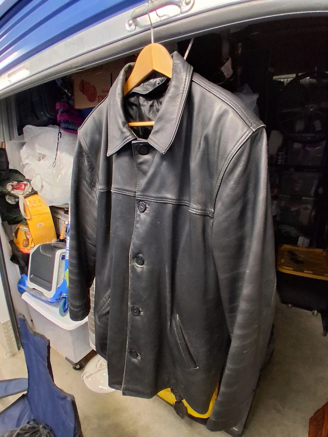 Vintage Black Leather Heavy Jacket XL