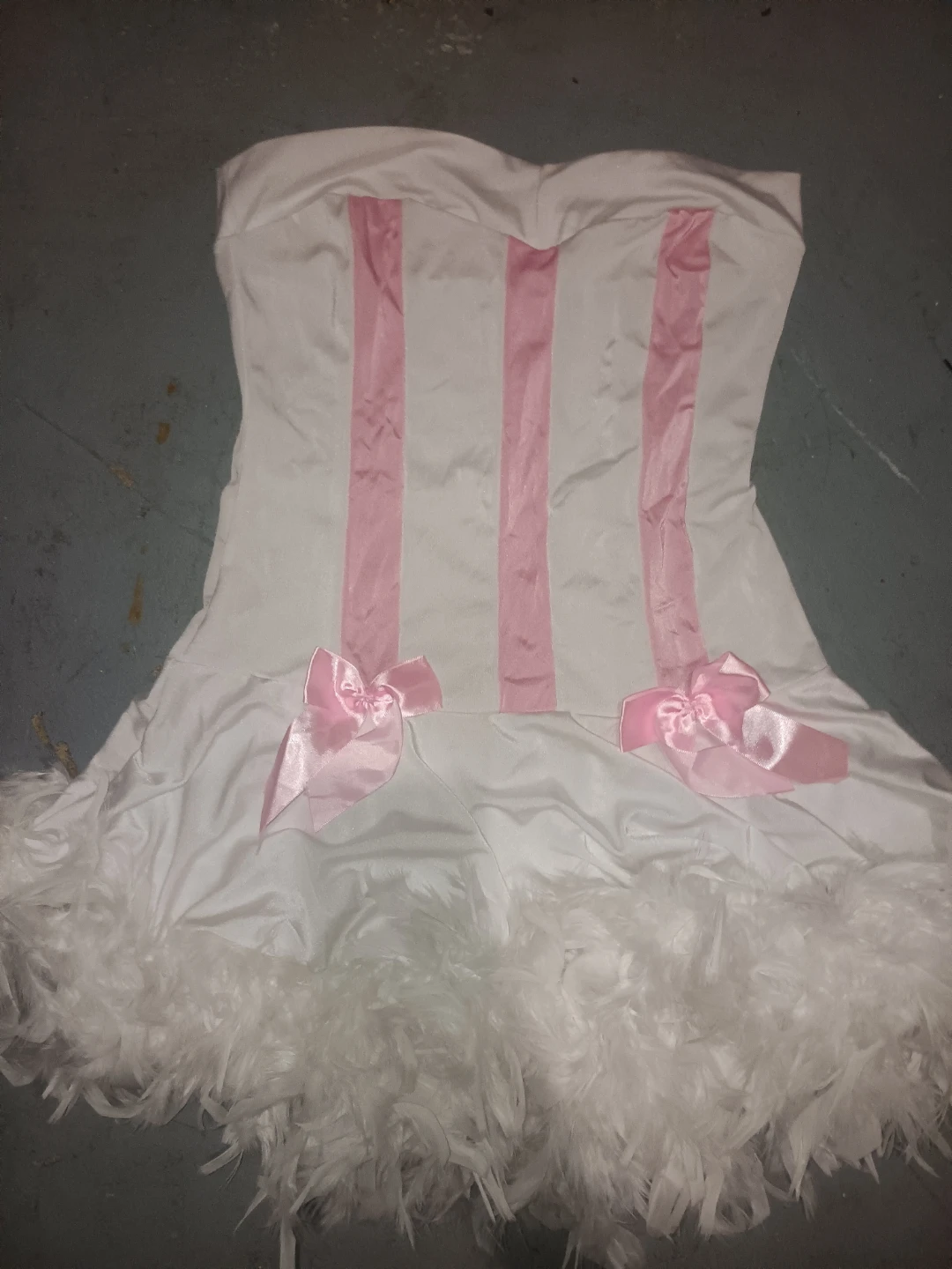 White and Pink Strapless Mini Dress Bunny Halloween costume