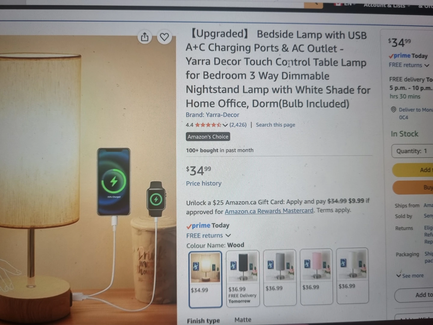Yarra Decor Bedside Touch Lamp with USB Charging Ports - photo 2
